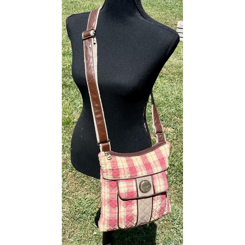 Longaberger Crossbodyโ Bag Womens One Size Plaid Quilted Purse Adjustable Strap